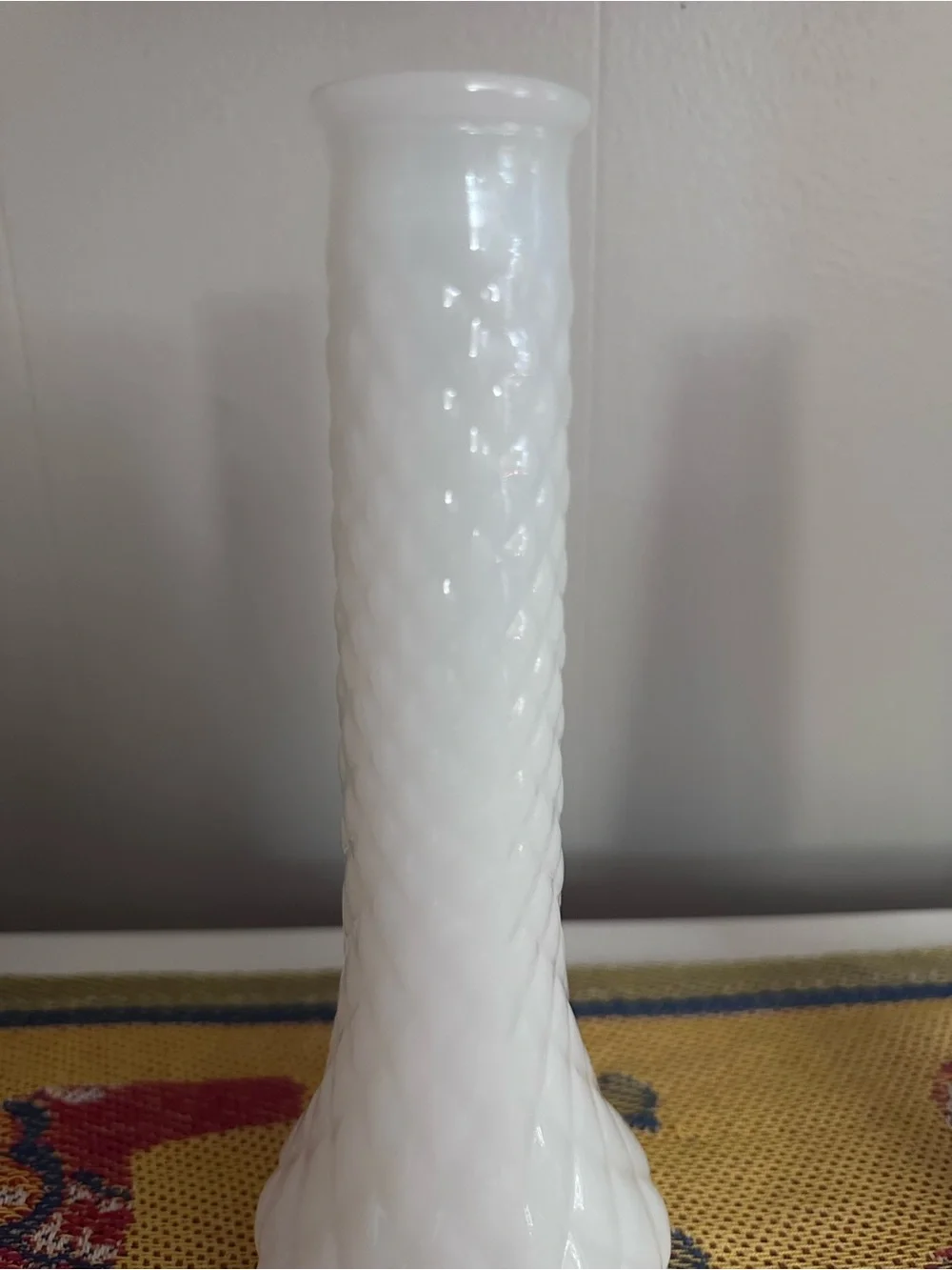 Pair Vintage Milk Glass Bud Vases - Excellent Condition